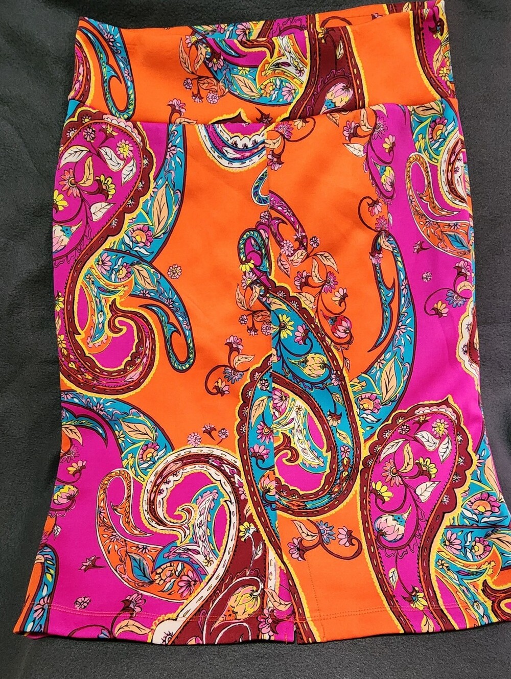 Thalia Sodi Women’s Orange & Pink Paisley Pencil Skirt, SZ lg